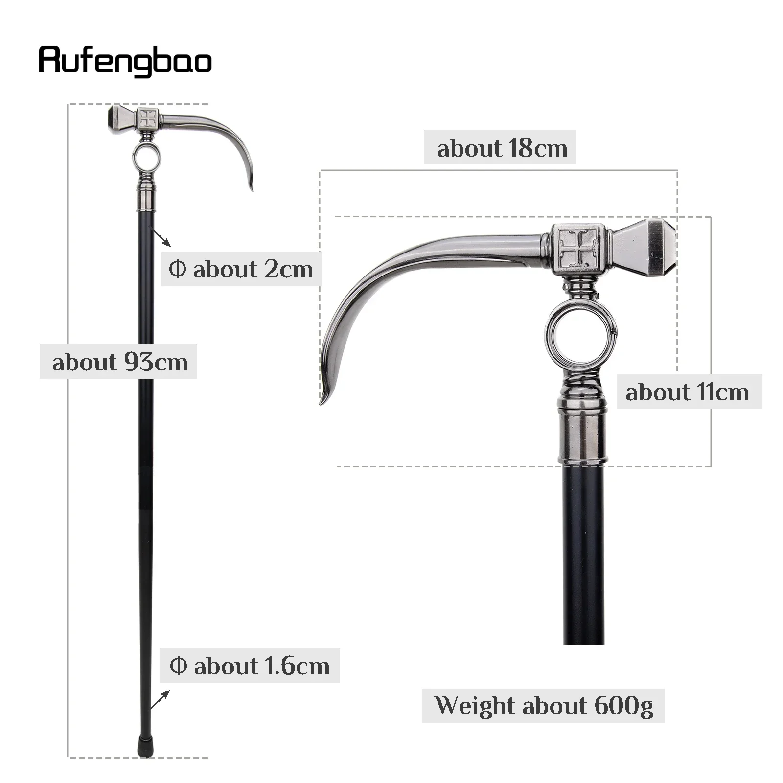 مطرقة طويلة واحدة مشتركة موضة عصا للمشي ديكور مصاص دماء تأثيري حفلة عصا للمشي هالوين Crosier 93 سنتيمتر