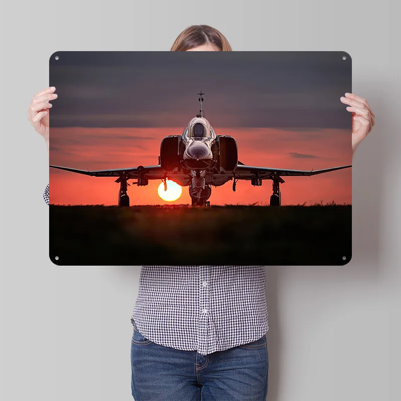 Military Aircraft 3D Printed Texture Poster Personalized Wall Art Retro Metal Tin Signs for Bar Accessories Article Decoration
