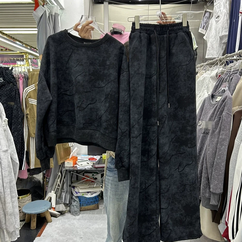 Top de camisa jeans com flor de diamante pesado + shorts jeans com cintura elástica conjunto de duas peças-GZTZ058