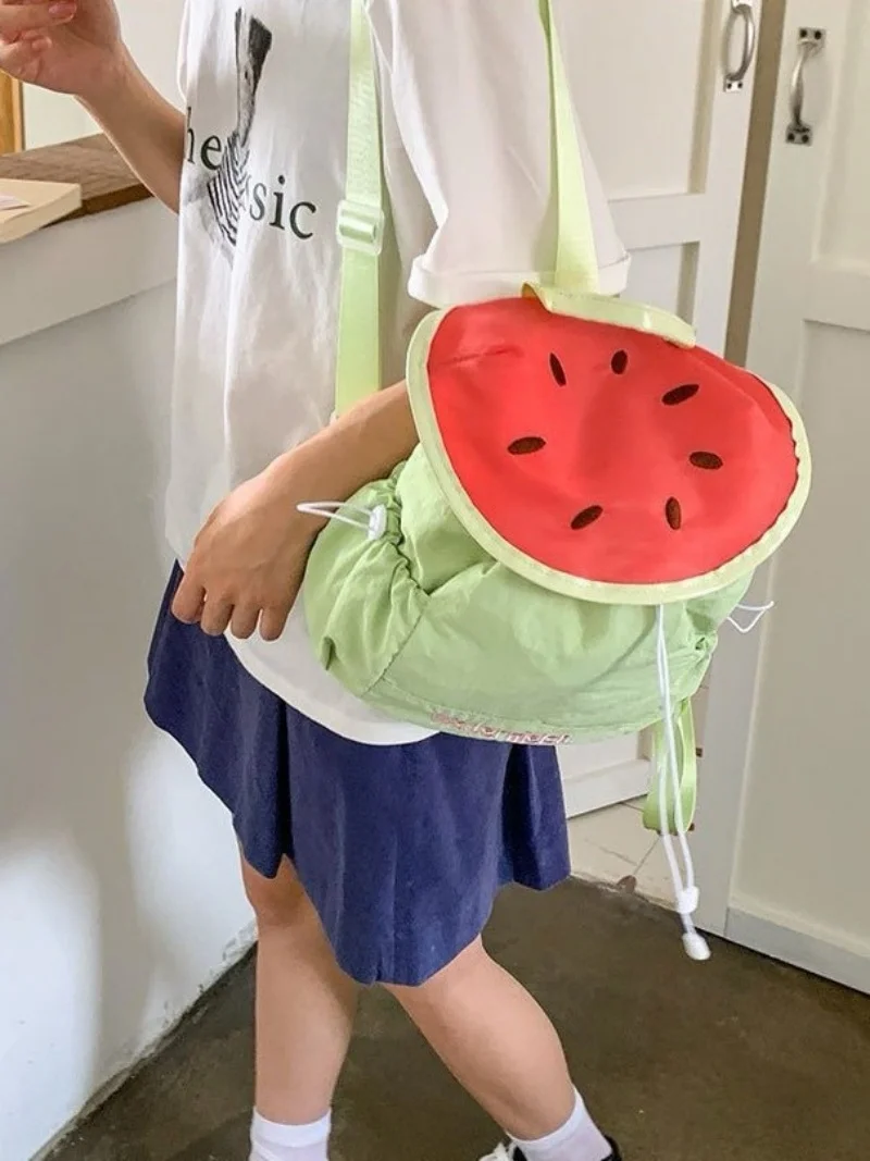 Small niche design backpack, fruit college style girl's personality, simple and large capacity student backpack