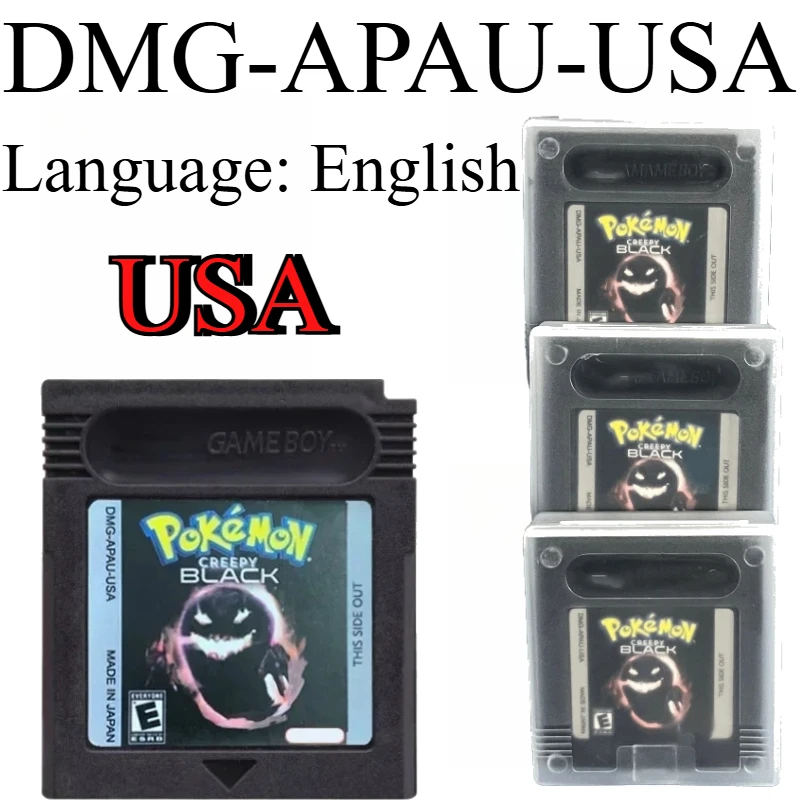 

USA Best Seller Pokemon Game Collection Card GBC Game Cartridge Pokemon Series 16 Bit Video Game Console Creepy Black Kid Gift