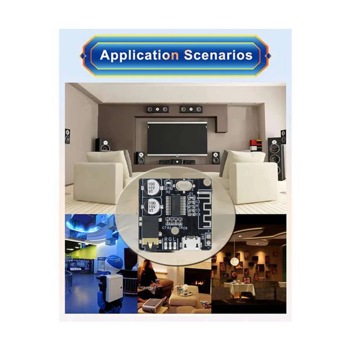 Bt5.0 Audio-Ontvanger + Aux Audio Kabel Kit Mp3 Bluetooth Decoder Verliesvrije Auto Luidspreker Audio Versterker Board Module