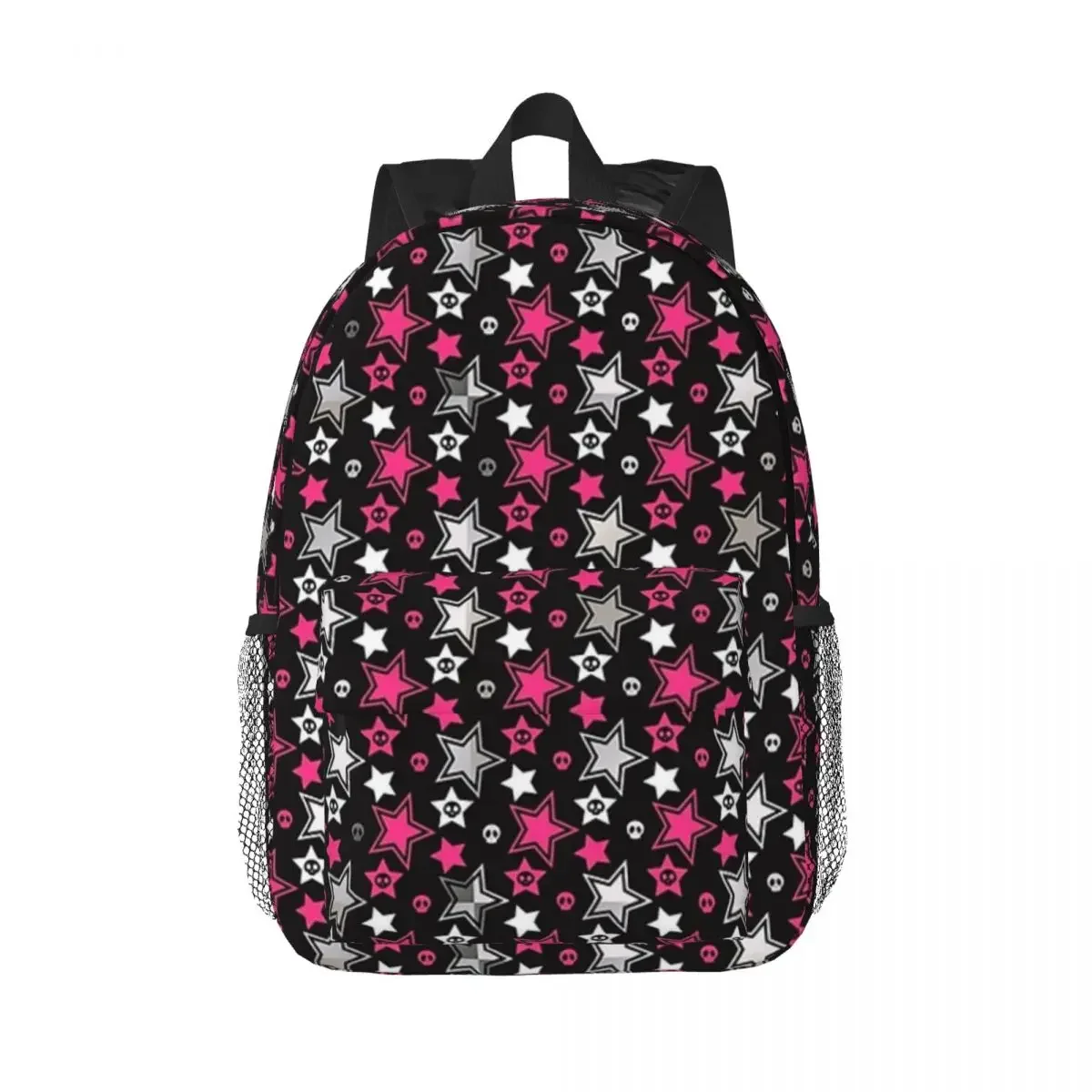 

Black And Pink Emoscene Stars Backpack Teenager Bookbag Cartoon Students School Bags Laptop Rucksack Shoulder Bag Large Capacity