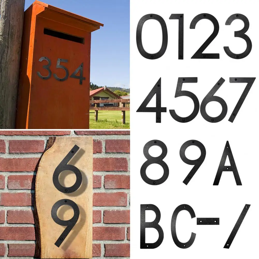 Black House Numbers Plaque Door Number Letters Plastic Matte Numbers Letters Modern Address Sign for Home Address Mailbox