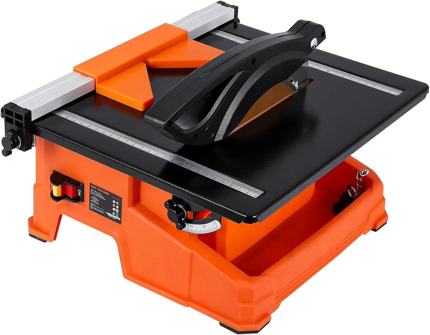 TACKVIEW Wet Tile Saw 6500 RPM Copper Motor Tile Cutter 0-45° Bevel Cutting Built-In Water Tray with Rip Fence & Miter Gauge for Ceramic Stone Tile