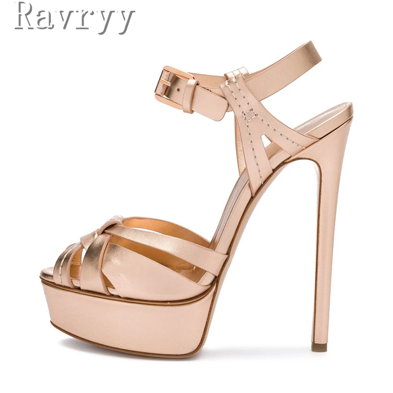 

New Thick Sole Peep Toe Sandals Women Super High Heel Rome Shoes Summer Luxury Fashion Week Platform Party Shoes Feminina