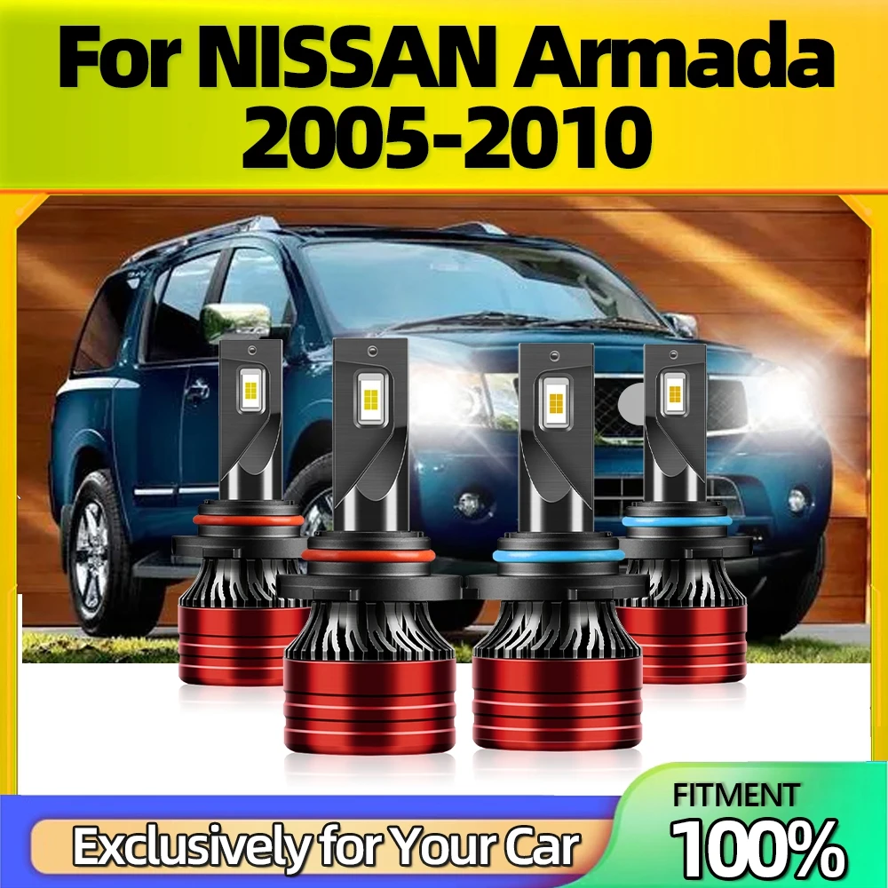 

25000LM Canbus Exterior Headlight Bulbs LED White 9005 9006 High Low Bulbs Car Accessories 110W IP68 For NISSAN Armada 2005-2010