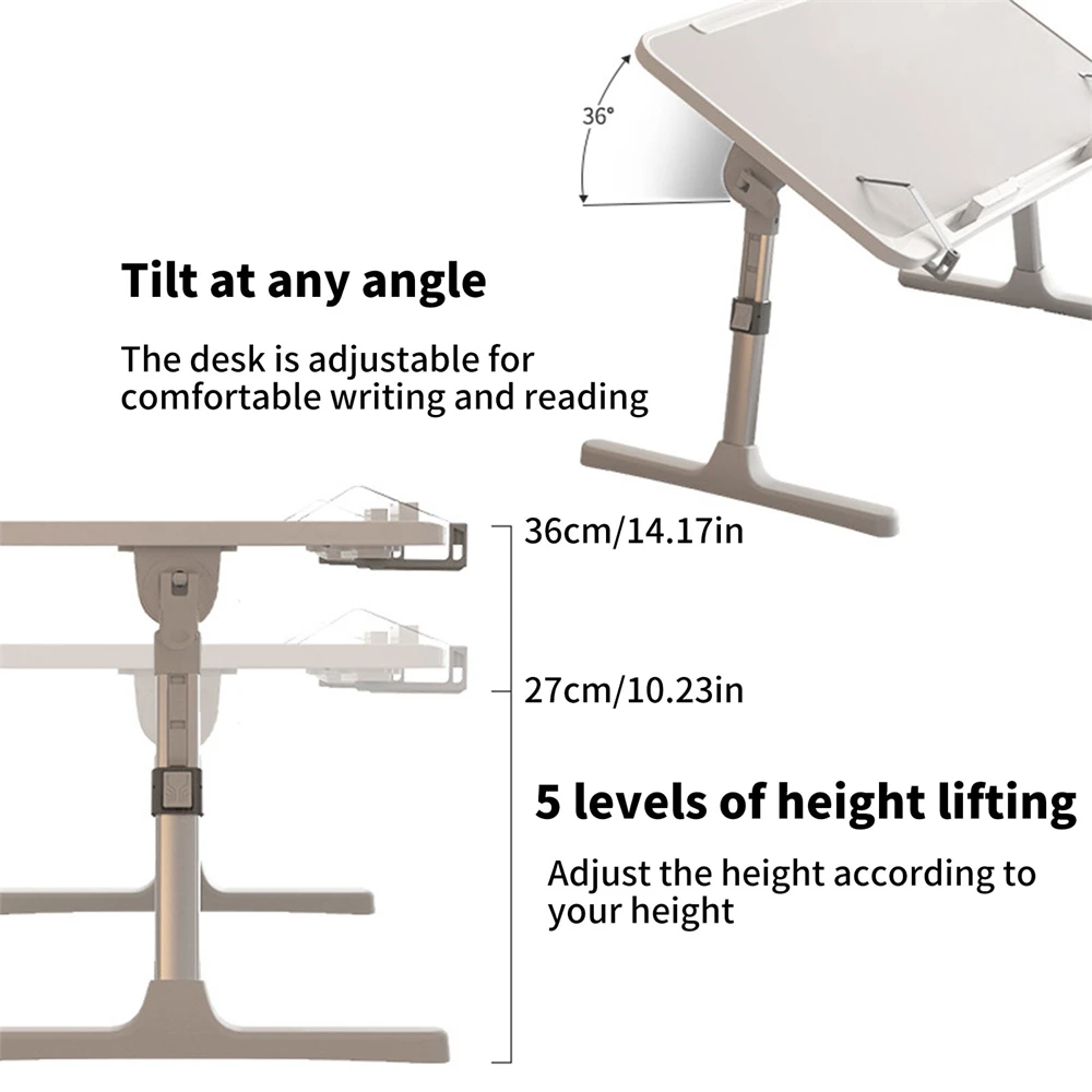 Faltbarer, höhenverstellbarer Laptop-Tisch, Laptop-Tablett, tragbarer Laptoptisch für Bett, Sofa, Boden – Detail 8