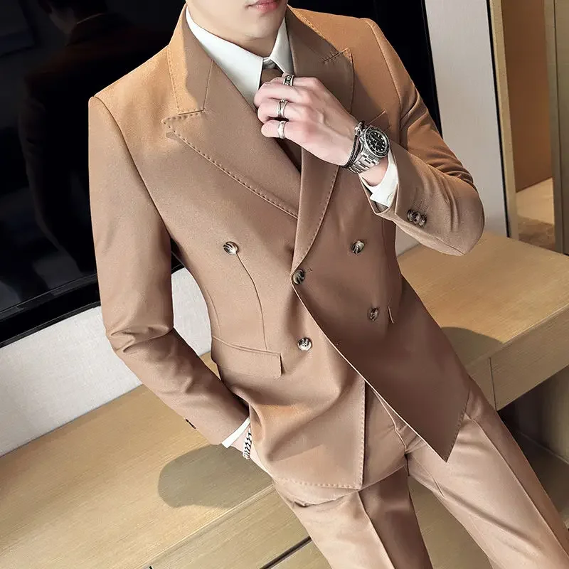 Slim Fit 2 Piece Outfit Set Male High Quality 2024 Trends Costumes Full Men\'s Suits and Blazers Clothes Luxury Spring Autumn