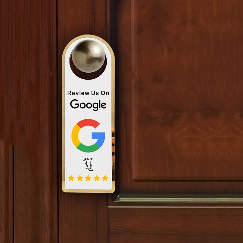 Imagem -06 - Nfc Google Reviews Sinal de Cabide de Porta Dupla Face Ideal para Usar em Qualquer Lugar Como Escritórios Clínicas Hotéis