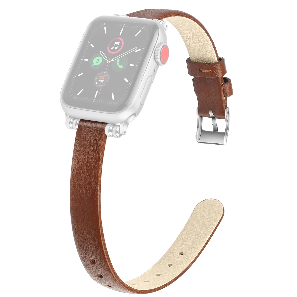 

Anti-Scratch Genuine Leather Watch Strap Replacement (Size: L) for Apple Watch Series 10 46mm / Ultra 2 Ultra 49mm / 9 8 7 45mm