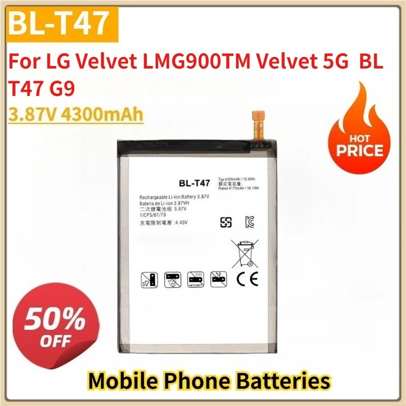 

New BL-T47 3.87V 4300mAh Replacement Mobile Phone Batteries for LG Velvet LMG900TM Velvet 5G BL T47 G9
