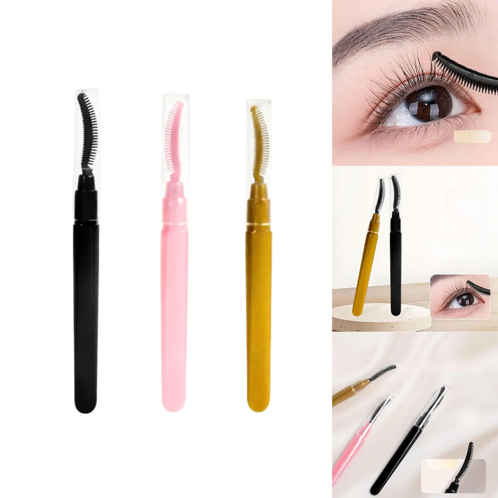 2-6pack Silicone Lash Brush Sturdy Brow Grooming Brush Cosmetic Tool with Dust