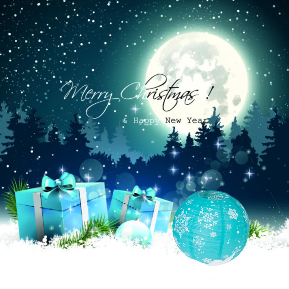 

1Pcs Blue Snowflake Lantern Foldable Christmas Paper Lantern Compact Design for Kids DIY Room Wedding Party Decoration Use