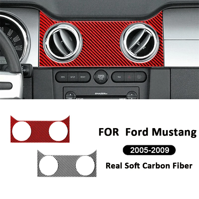 

Carbon Fiber Auto Interior Central Control Air Outlet Vent Panel Frame Decoration Sticker For Ford Mustang 2005-2009 Accessories