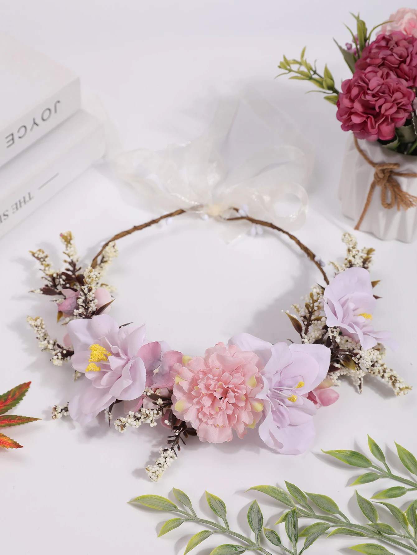 Forest style bride headwear, fairy beautiful pastoral style flower hair accessories, wedding dress, sweet floral garland accesso