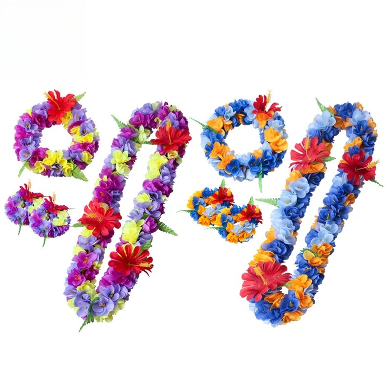 Nuova collana di fiori artificiali per adulti Set di ghirlande da 4 pezzi per viaggi in spiaggia e servizi fotografici
