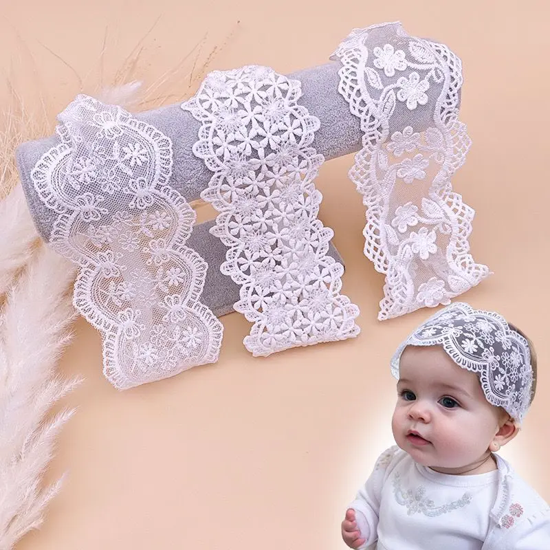 

Cute White Color Lace Embroidered Bow Baby Girls Headbands Hair Accessories Elastic Headbands for Toddler Infant Flower Headband