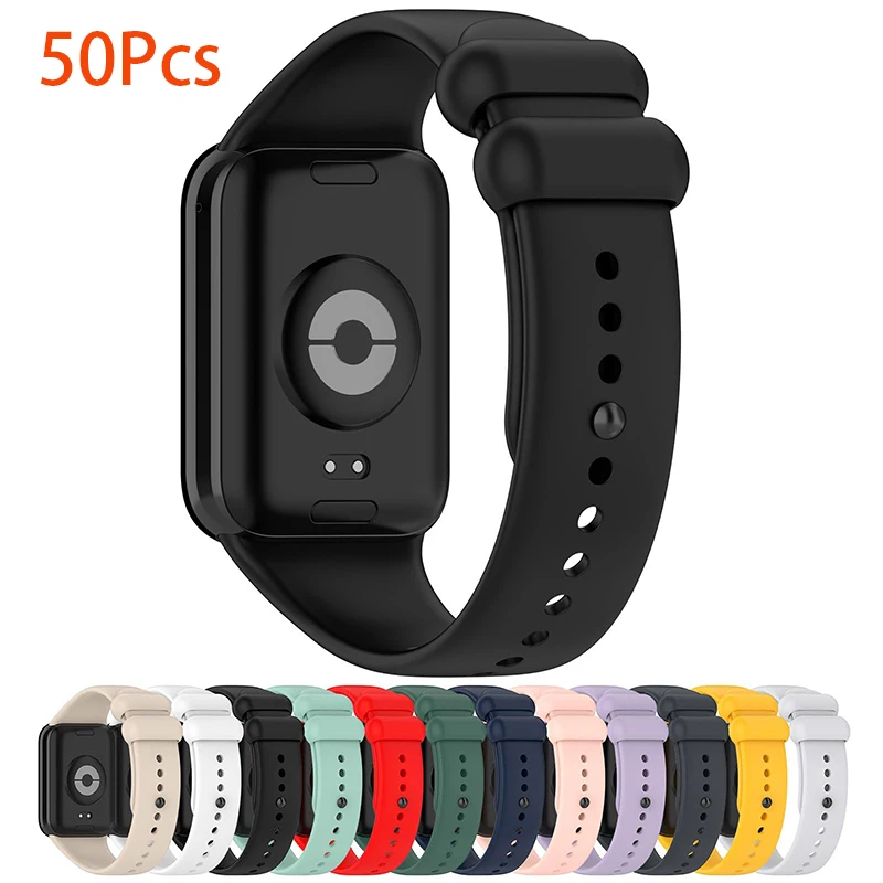 50Pcs Silicone Strap for Xiaomi Mi Band 8 Pro Bracelet Soft TPU Wristband Replacement Sport Belt Smart watch Accessories