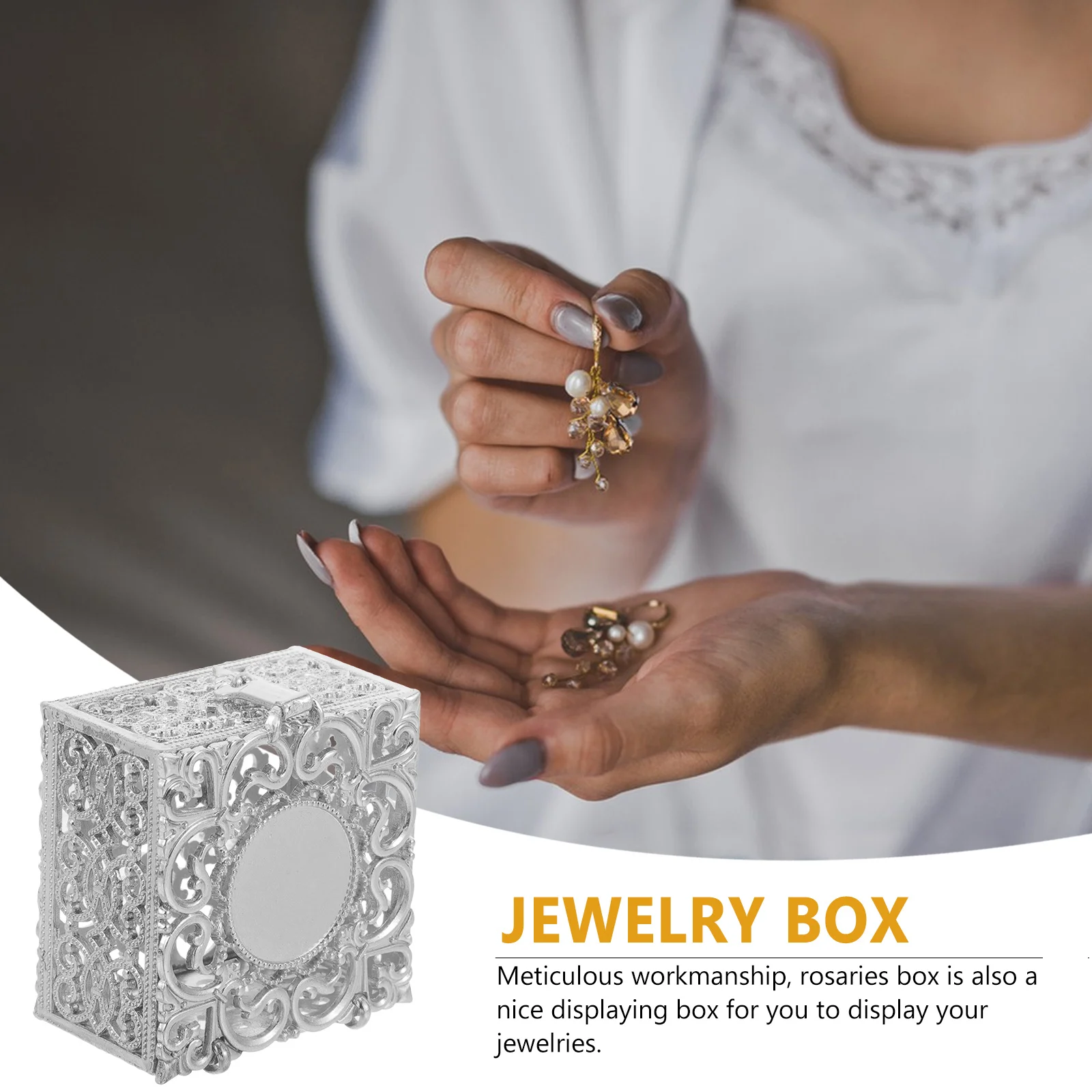 

Metal Gift Box Vintage Jewelry Container Retro Rosaries Beads Case Ring Necklace Storage Travel Jewelry Organizer Zinc Alloy