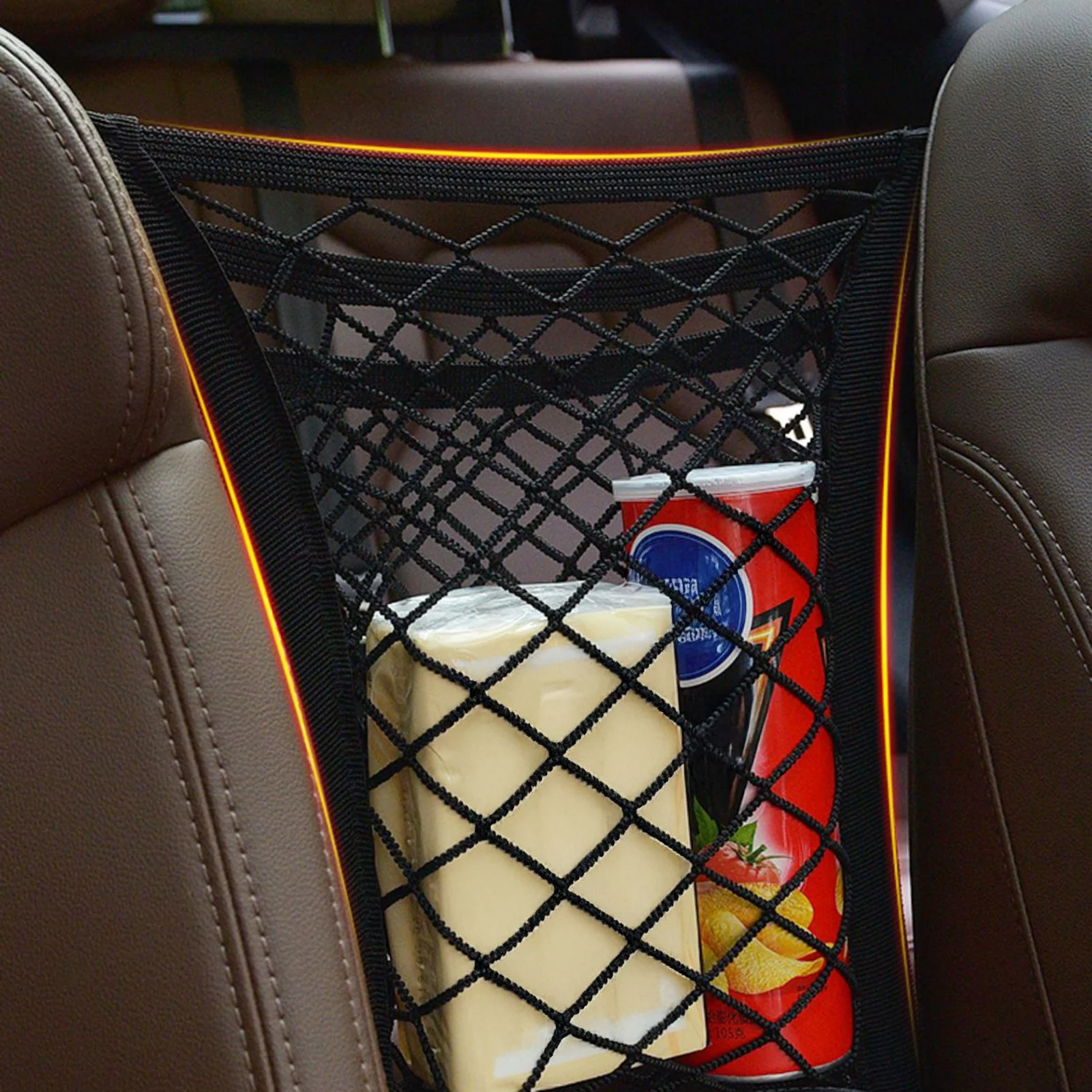 

Сетчатый органайзер для автомобильного сиденья, эластичный сетчатый карманный органайзер, вмещает телефонные ключи, солнцезащитные очки