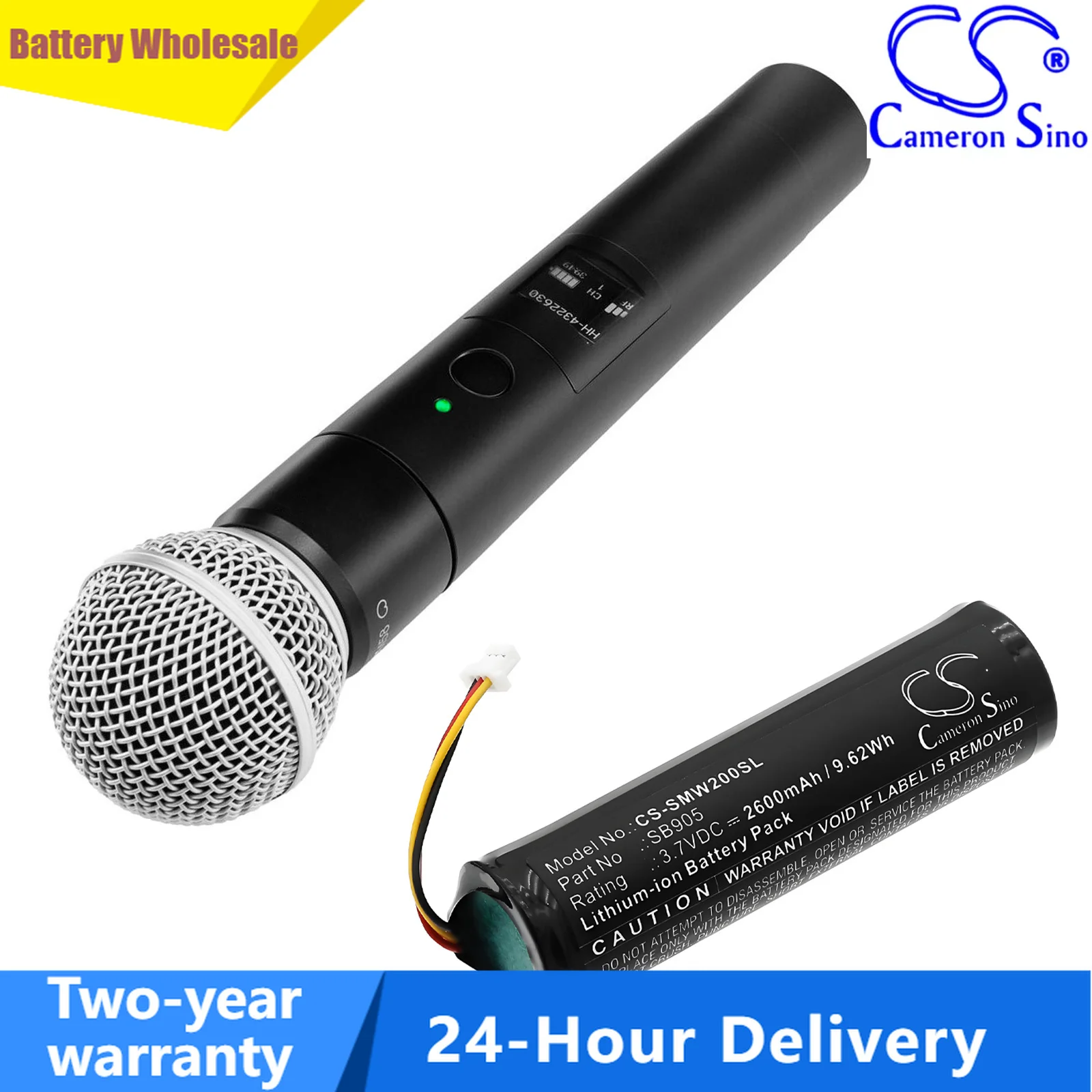 CS Replacement Battery for Shure MXW Handheld Transmitter,MXW2 Handheld Transmitter PN:95A35233,SB905 2600mAh / 9.62Wh