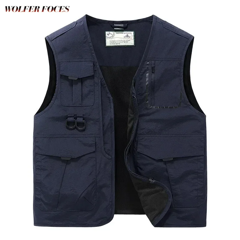 

Camping Padding Work Hunting Men's Waterproof Large Size Vest MAN Tactical Windbreaker With Multi Pockets Pocket Sweatshirts Zip