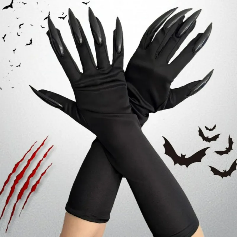 

48CM Halloween Long Nails Gloves Women Men Festival Costume Cosplay Party Scary Props Mittens with Claws Stage Accessories