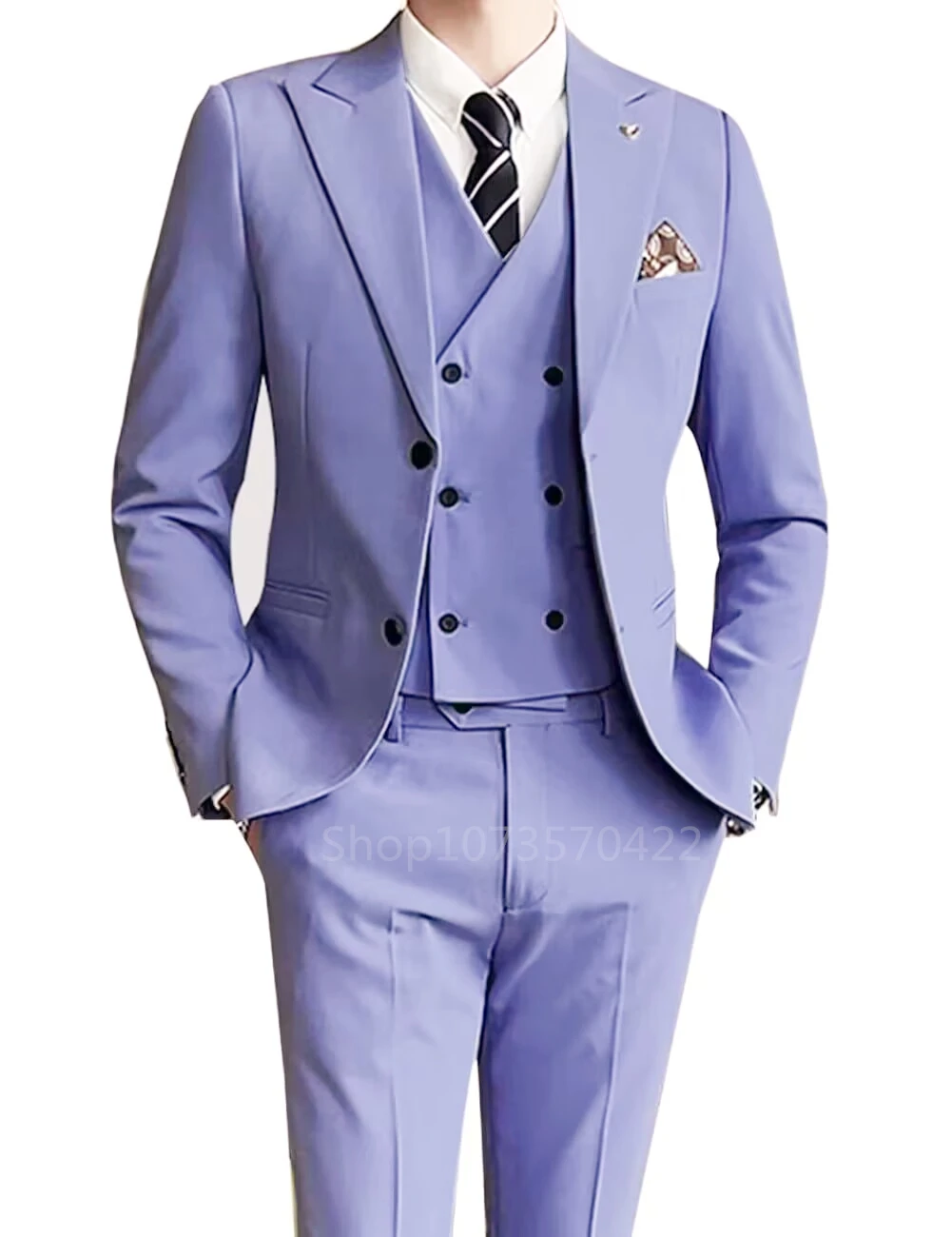 

Solid Men's Suits Elegant Peak Lapel Tuxedo 3 Pieces Blazer Vest and Pants Set Formal Men's Suit for Wedding Business Prom Party