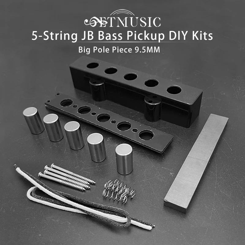[Pickup DIY Kits] 9.5MM 5 String Jazz Bass Pickup with Big Pole Piece- Plastic Bobbin/Ceramic Magnet Bass Pickup Kits