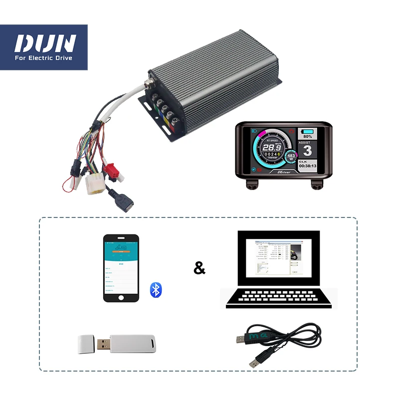 1KW-1.5KW 60A SVMC7260 V2 with UKC1 Display USB Cable and Bluetooth Sabvoton Controller Kit