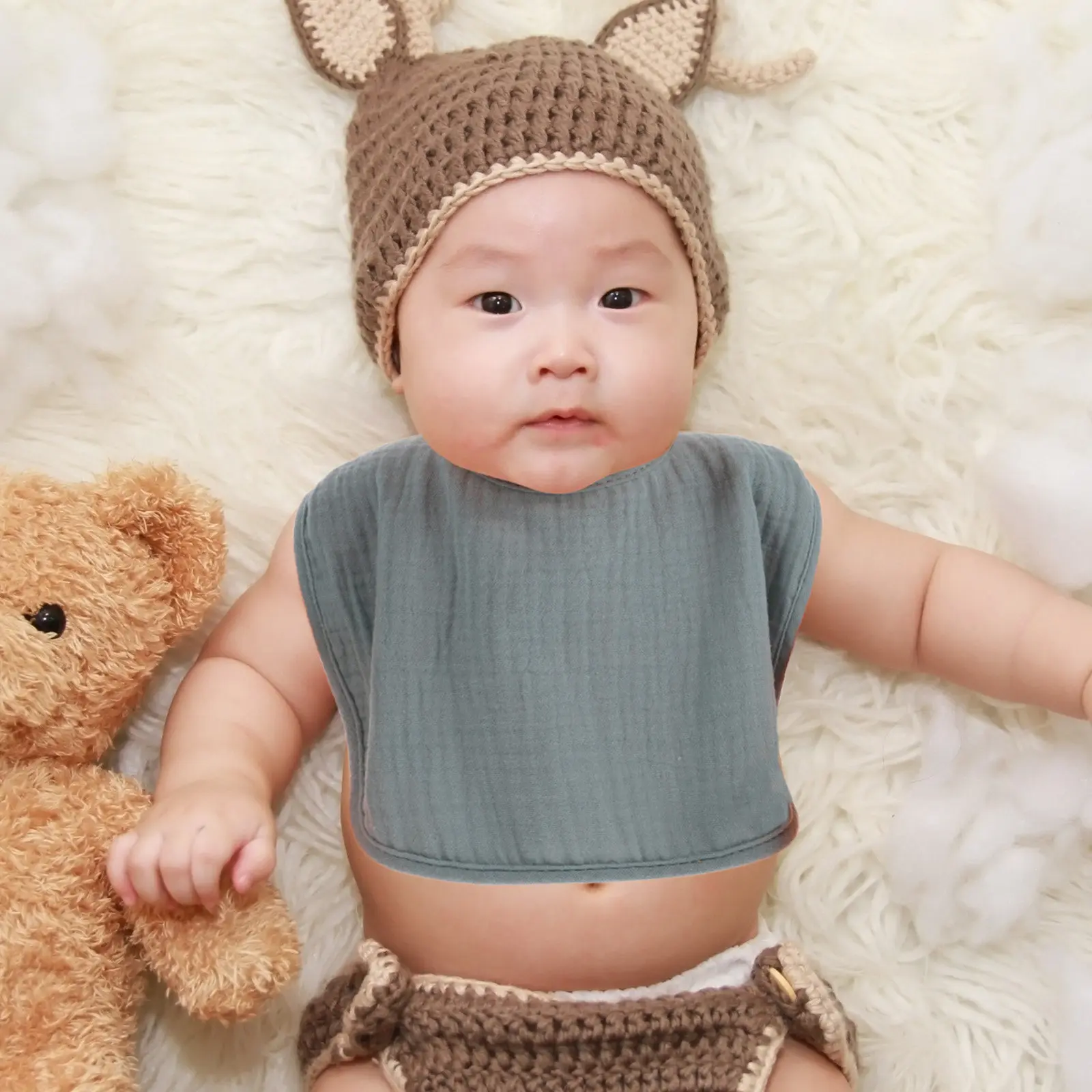 

Набор из 8 детских нагрудников для новорожденных, U-образные, мягкие, гипоаллергенные, легкие, моющиеся, для кормления младенцев и малышей 0-18 месяцев