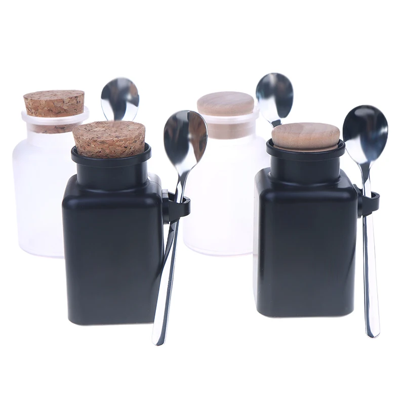 100/200 جرام متجمد ABS فارغة أملاح الاستحمام الجرار مع الفلين وملعقة الفولاذ المقاوم للصدأ قناع متعدد الأغراض مسحوق علب تخزين المواد الغذائية #6