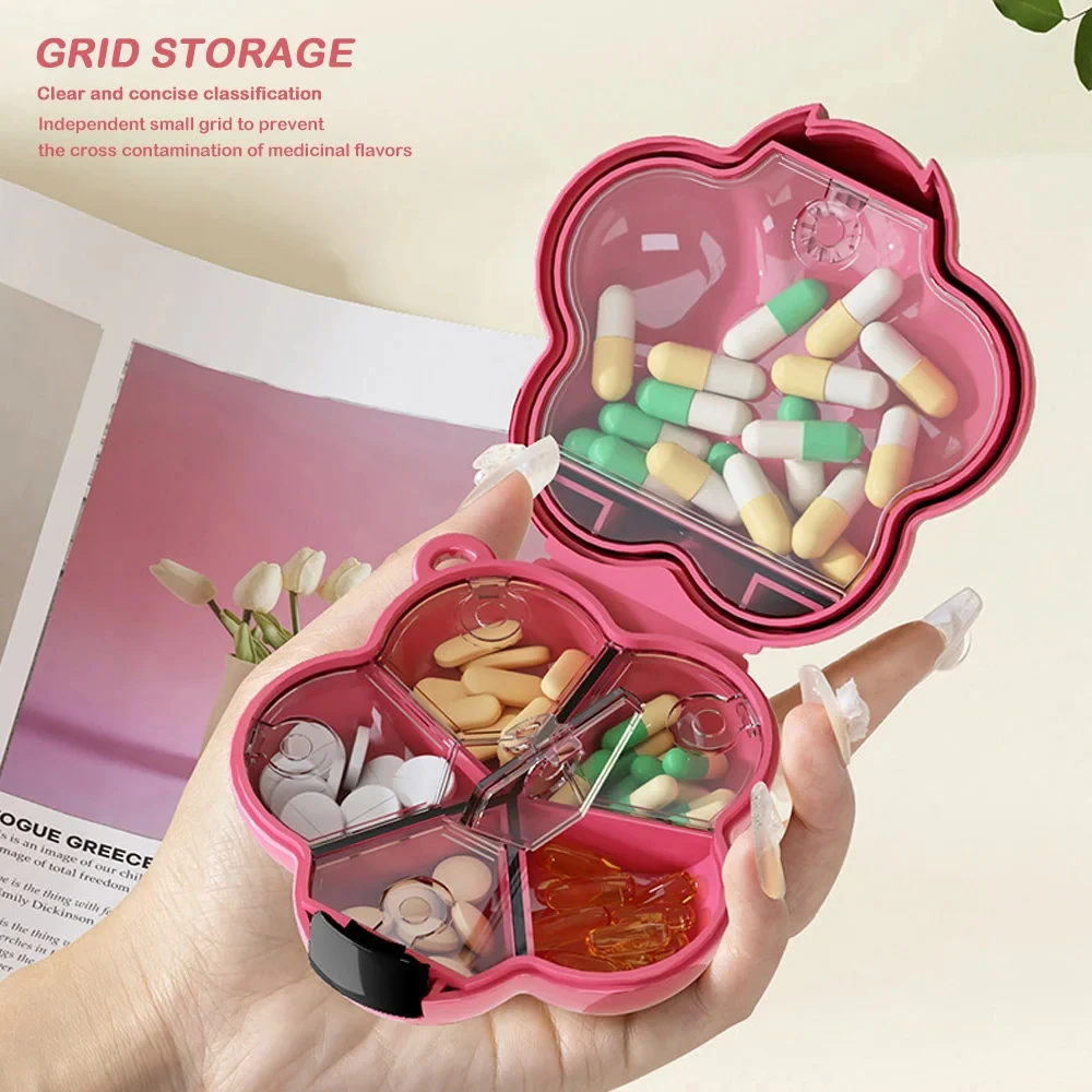 Kreative Blumen Pillendose Tragbare Aufbewahrungsbox Anhänger Wasserdicht mit Trennwänden Schmucketui Kunststoff Dopamin Organizer Box – Detail 4