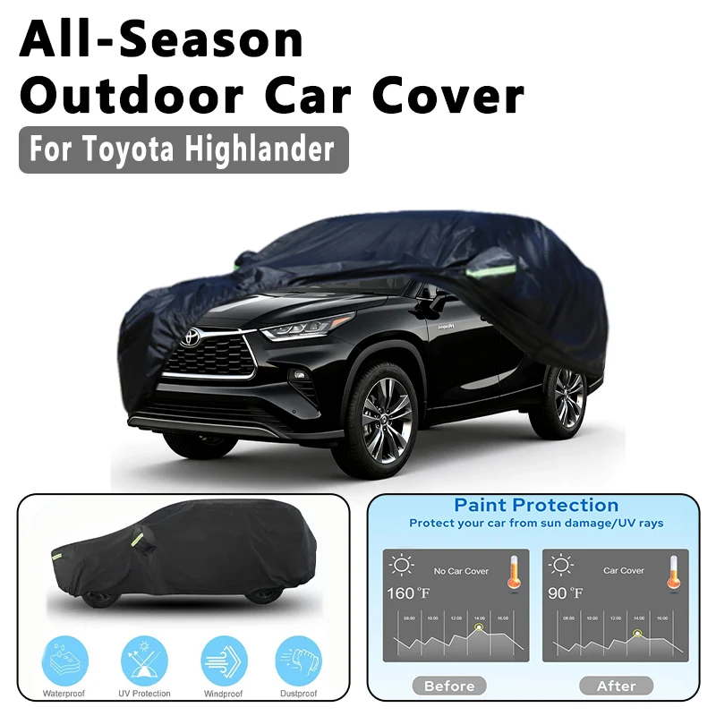 

All-Season Car Cover for Toyota Highlander- Outdoor Full Protection, Waterproof Dustproof Sunproof Auto Exterior Accessories