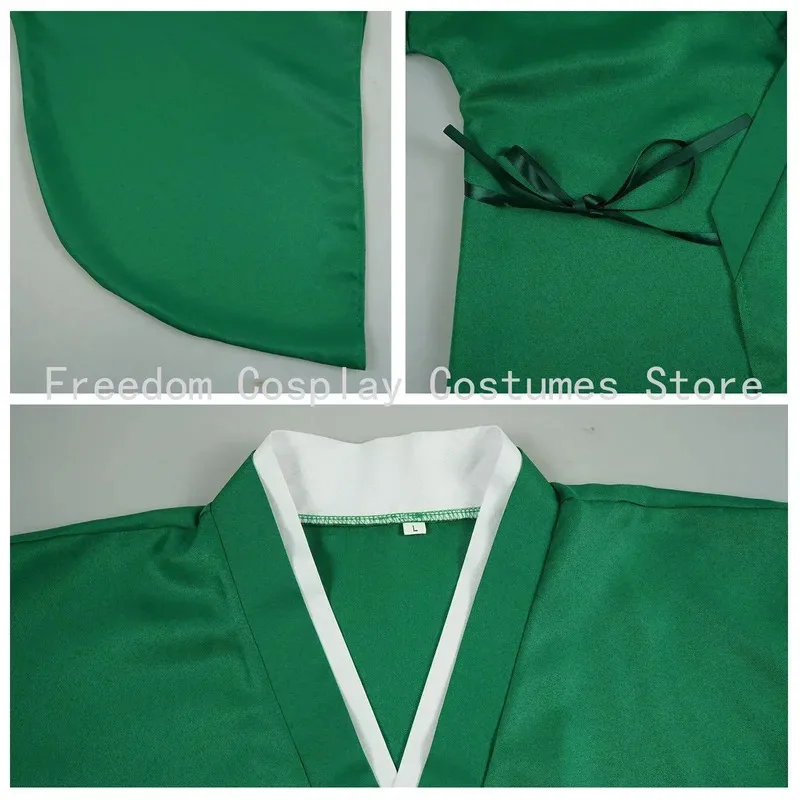 2025 yiyi Anime Bungo Stray Dogs Fukuzawa Yukichi Cosplay Costume Wig Full Suit Green Kimono Cloak Shawl Man Christmas Halloween