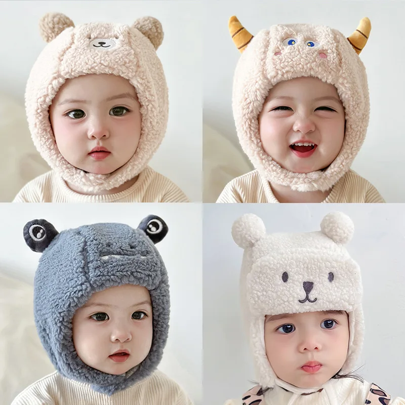 Kinder Muts Baby Herfst Winter Schattige Lamswol Fleece Hoed Baby Warm Verdikte Winddichte Pet Jongens Meisjes Kinderen Warm