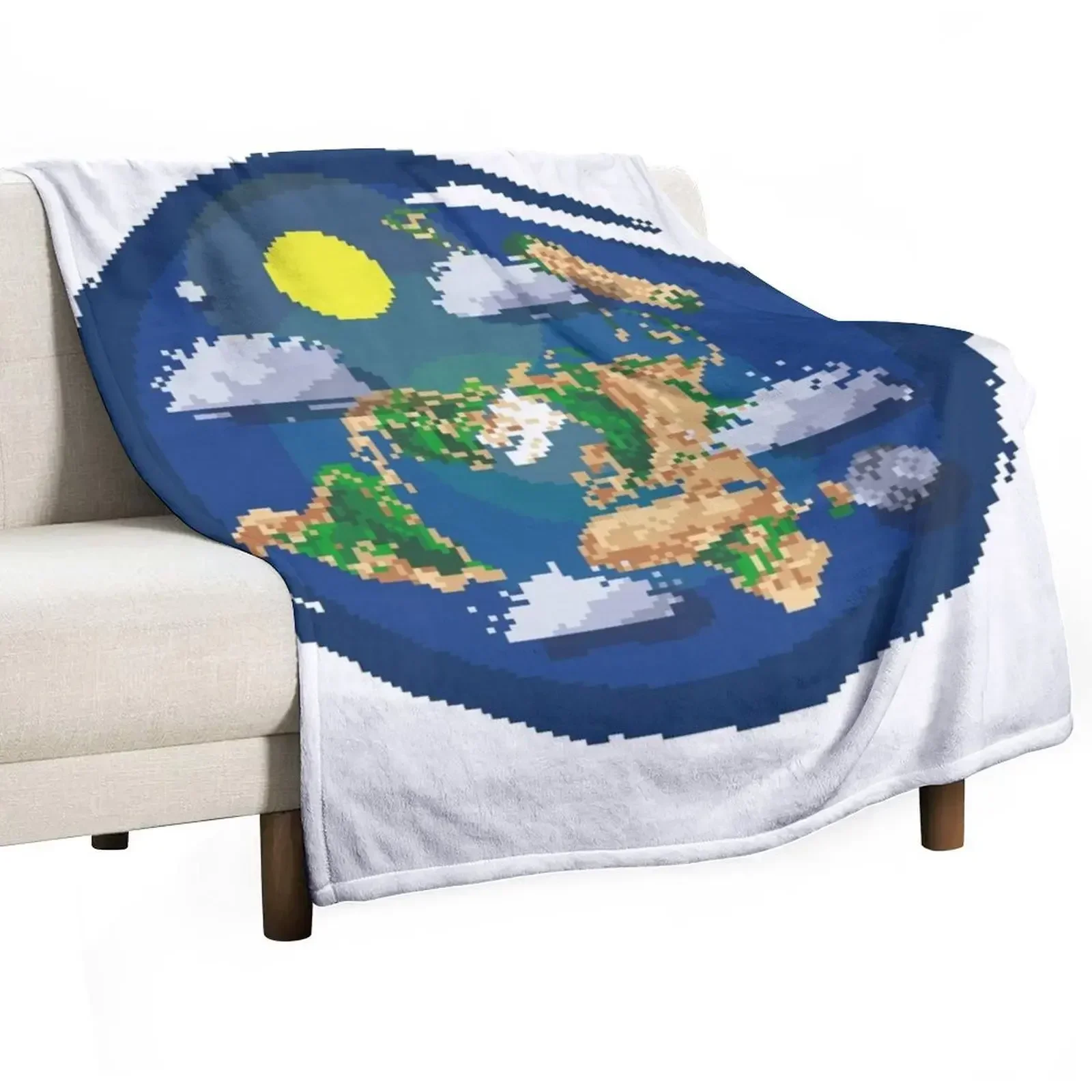 

Flat Earth Map Pixel Art (clear backround) Throw Blanket Soft Personalized Gift For Sofa Thin bed plaid Blankets