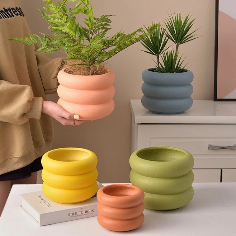 Morandi Colored Ceramic Frosted Flower Pot, Simple Home Living Room Decoration, Creative Flower Pot, New Model