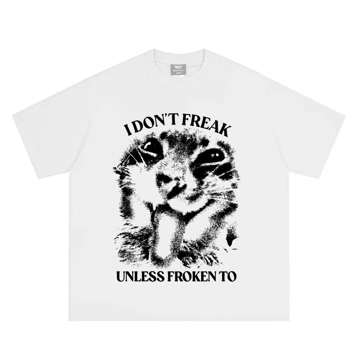 I DON'TFREAA UNLESS FROKEN TO Funny Cat Meme T-shirts Men Women Fashion Casual T-Shirts Summer Loose Casual Cotton T-shirts Tops