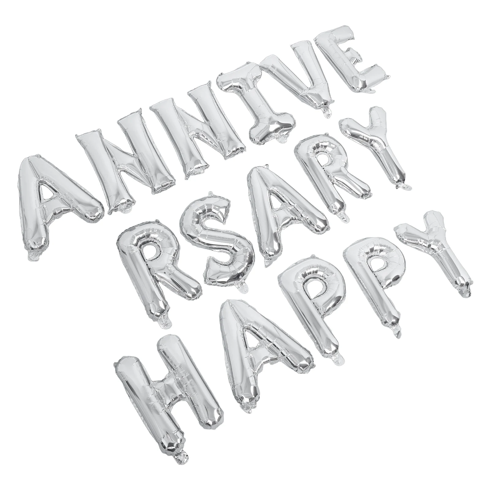

Happy Anniversary Aluminum Film Balloons Wedding Party Decorative Letter Balloons Set For Ceremonies Birthday Silver