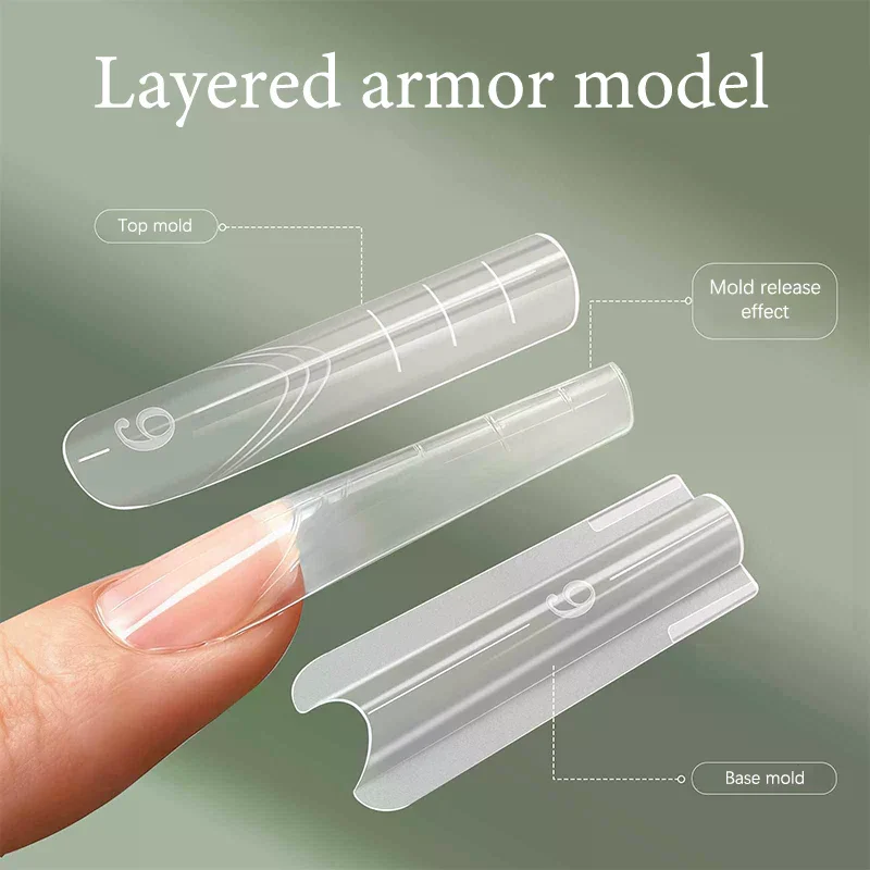 Forme per unghie doppie per sandwich 280 pezzi Estensioni di 14 dimensioni - Forme doppie Forme per unghie Bara Mandorla Stampo superiore Stampo inferiore