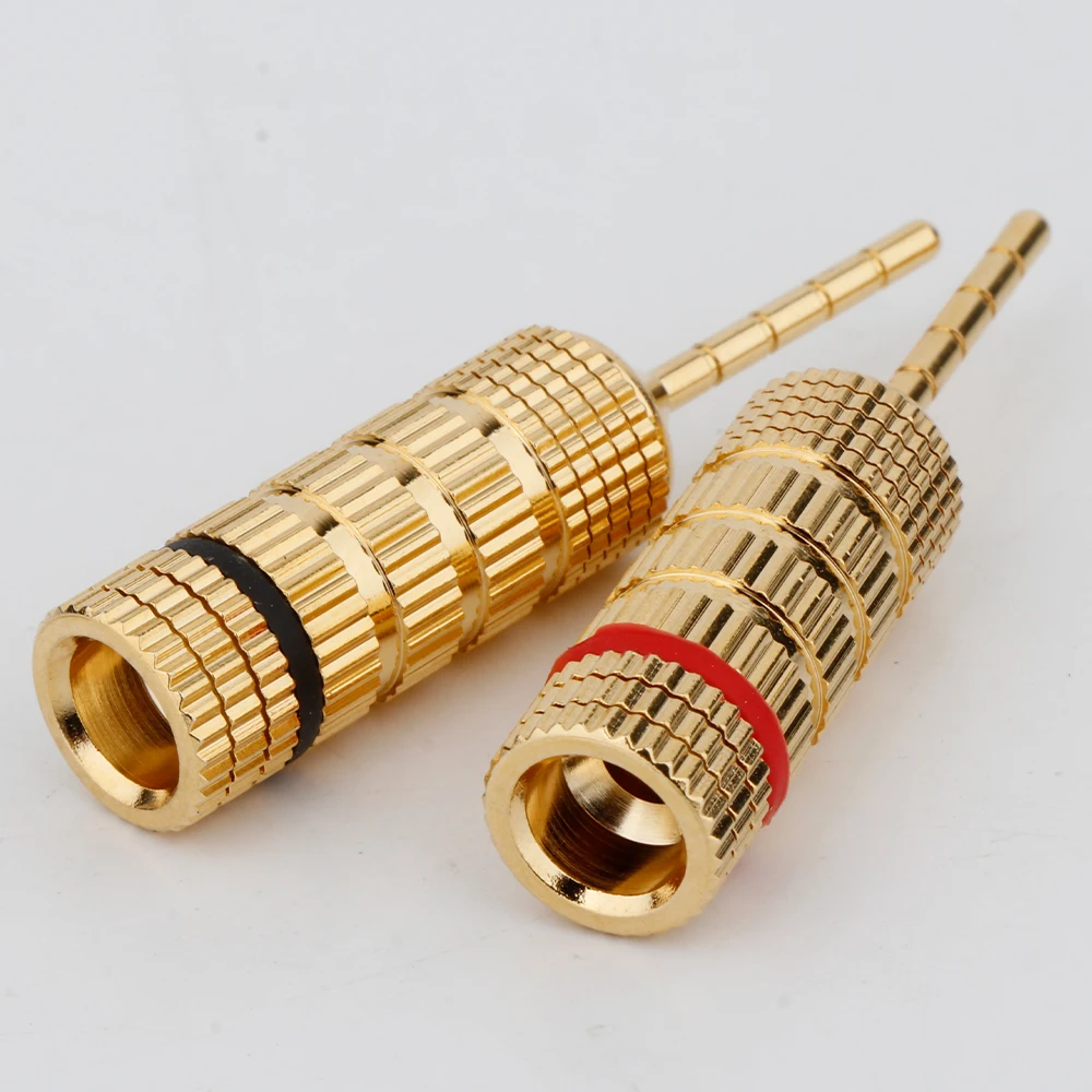 2 مللي متر الموز المتكلم موصل 24K النحاس مطلية بالذهب HIFI الموز جاك المسمار نوع الصوت والفيديو سلك التوصيل مضفر التوصيل