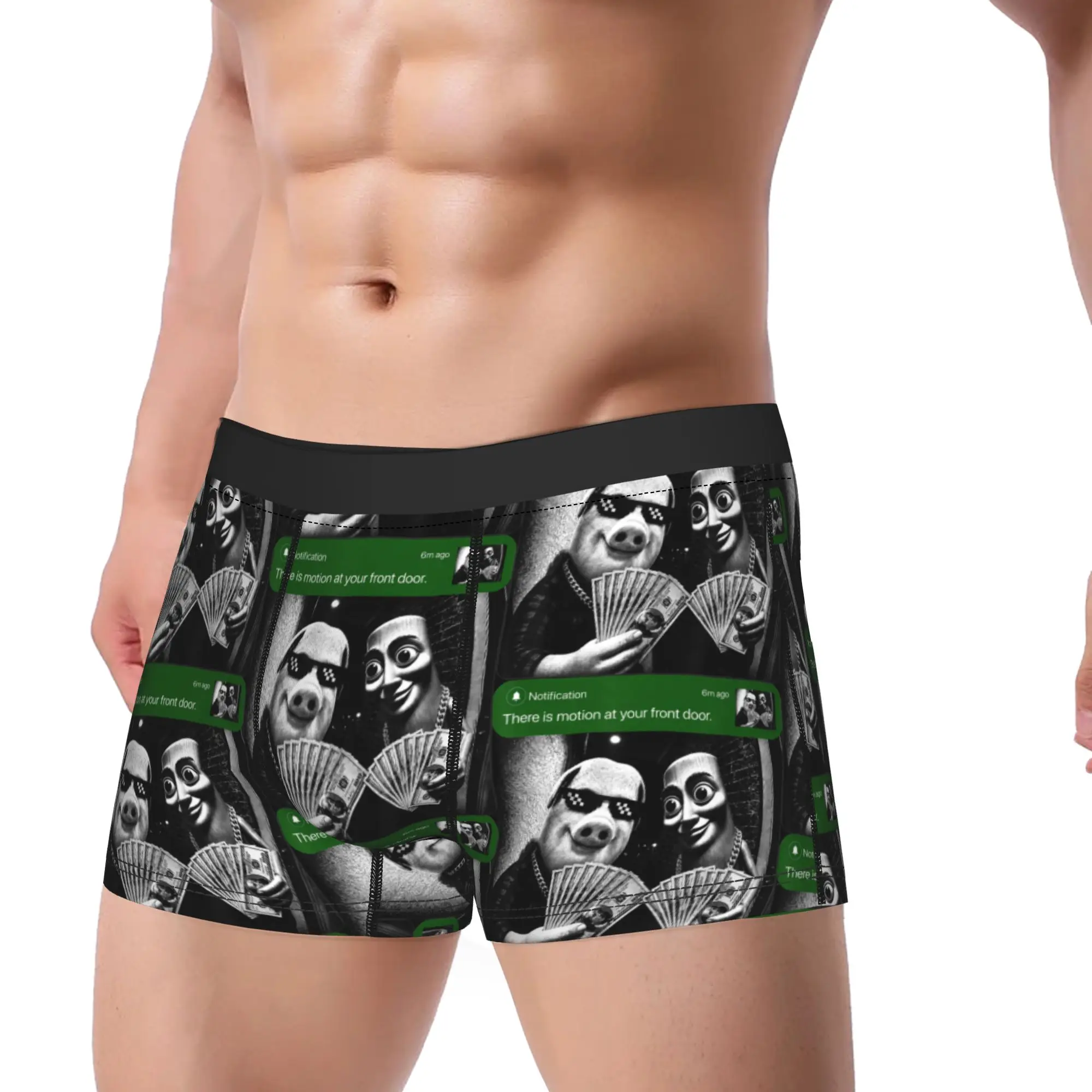 John Pork and Tung Tung Tung Sahur Front Door Motion Boxer Shorts Pouch Underwear Pattern Boxer Brief Comfortable Man Underpants