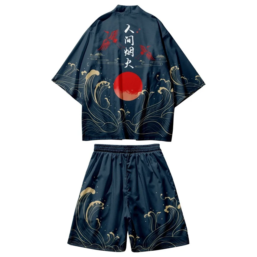 3 to 14 Years Kids Kimono Japanese Traditional Costumes Boys Girl Fashion Kimono Haori Cardigan Jacket Children Beach Wear Cloak