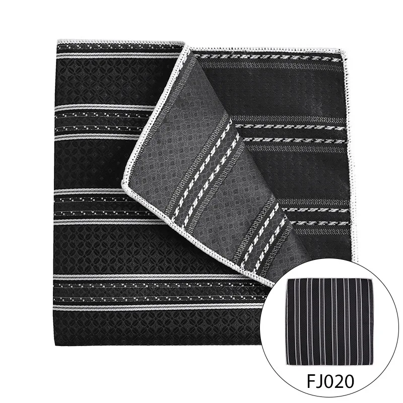 Pañuelo cuadrado de bolsillo para hombre, accesorios de bolsillo de negocios, elegante pañuelo negro, diseño de punto a rayas de Cachemira, traje de