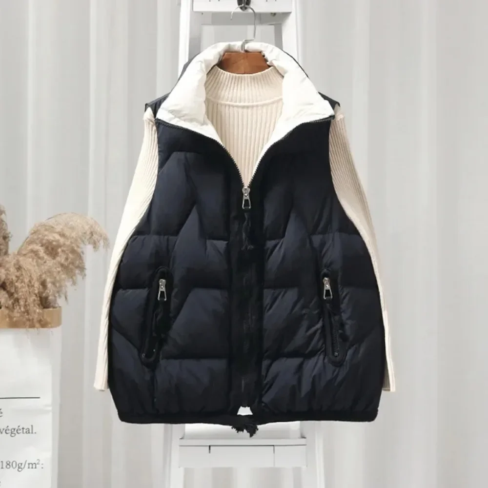 2024 New Winter Sleeveless Female Down Vest Duck Down Puffer Waistcoat Ultra Light Winderproof Outwear Gilet Down Jacket Women