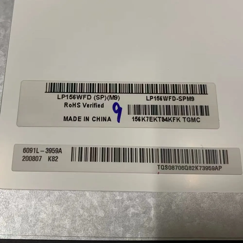 터치 기능이 있는 LCD 스크린, LP156WFD SPM9 LP156WFD-SPM9, 15.6 인치, 1920x1080 IPS FHD, 40 핀 EDP 45% NTSC 250 cd/m², 60HZ