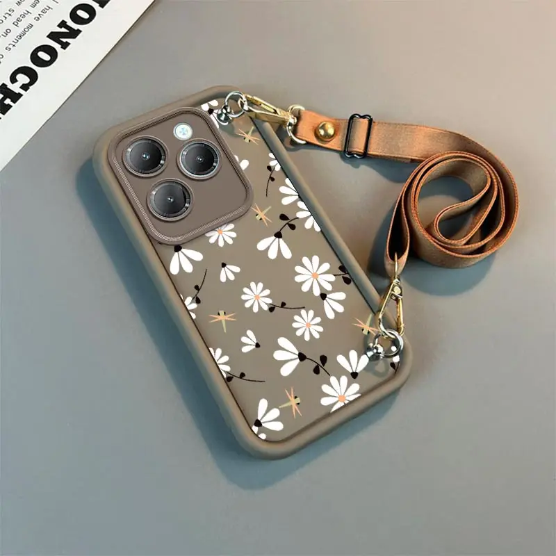 H ot 40 White Flower New Sky Eye Lanyard Phone Case For Infinix Hot 40 30 30Play 12 20Play 12i 20S 30i ITEL S23 A18S P55 Cover image 6