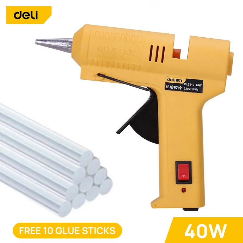 

DELI 40W Hot Melt Glue Gun Set Mini Household Industrial Guns Heat Temperature Thermo Electric Repair Tool With 7mm Glue Sticks